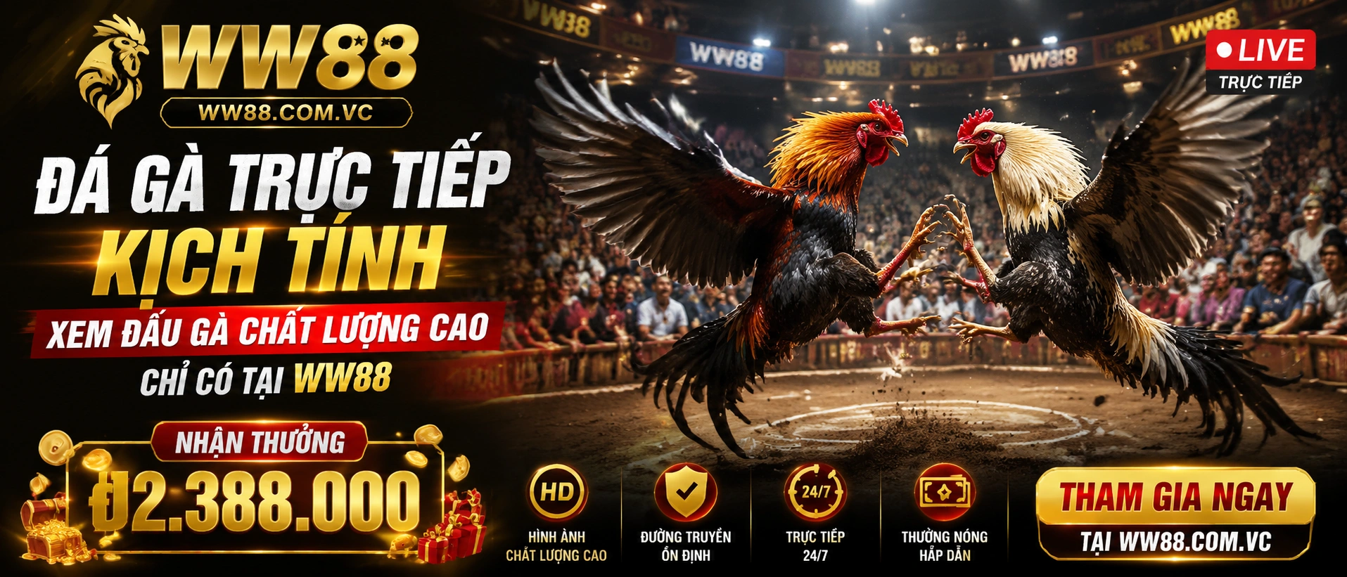 Khu Đá Gà WW88 trên giao diện live